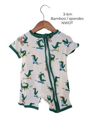 Alligator‎ Bamboo Shortie Romper 3-6m | Baby Clothing